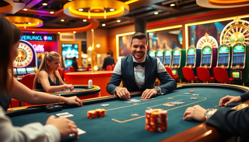 Experience the excitement of lc88 bio at a high-stakes casino table with professional dealers and vibrant games.