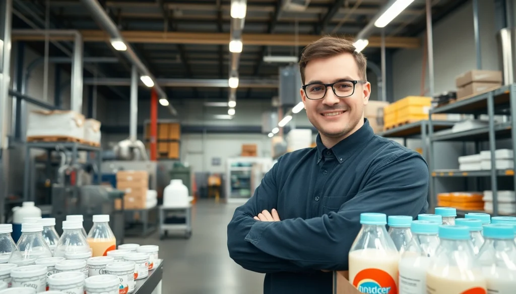 Produktpalette eines süßstofflieferant in einem modernen Produktionsumfeld ausgestellt.