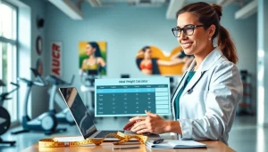 Utilize the ideal weight calculator demonstrated by a fitness expert in a health setting.