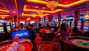 Petaruh antusias menggunakan Depo 5k untuk bermain permainan kasino di lingkungan yang mewah.