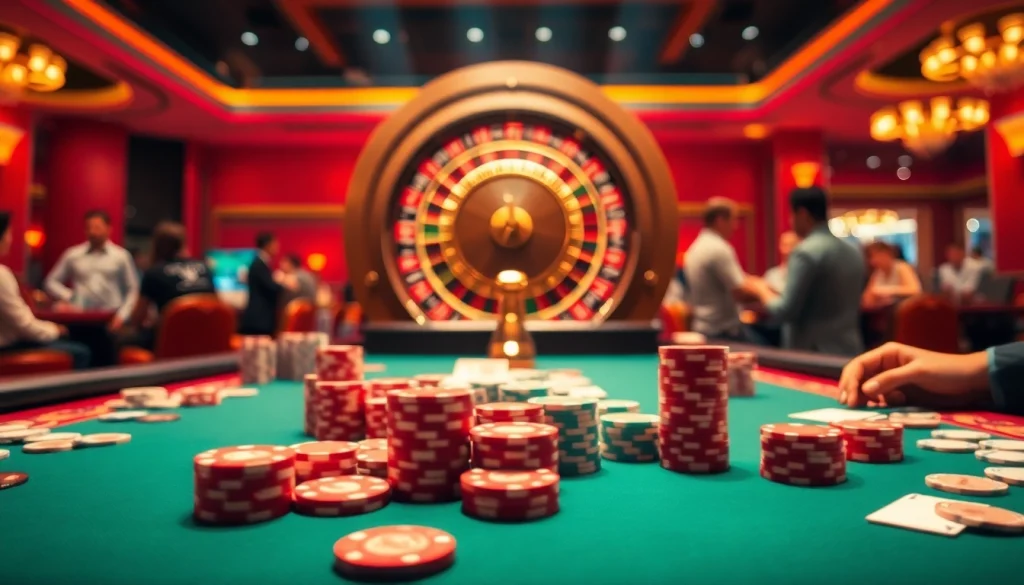 Experience thrilling moments at i5bet with engaging casino games, poker chips, and roulette.
