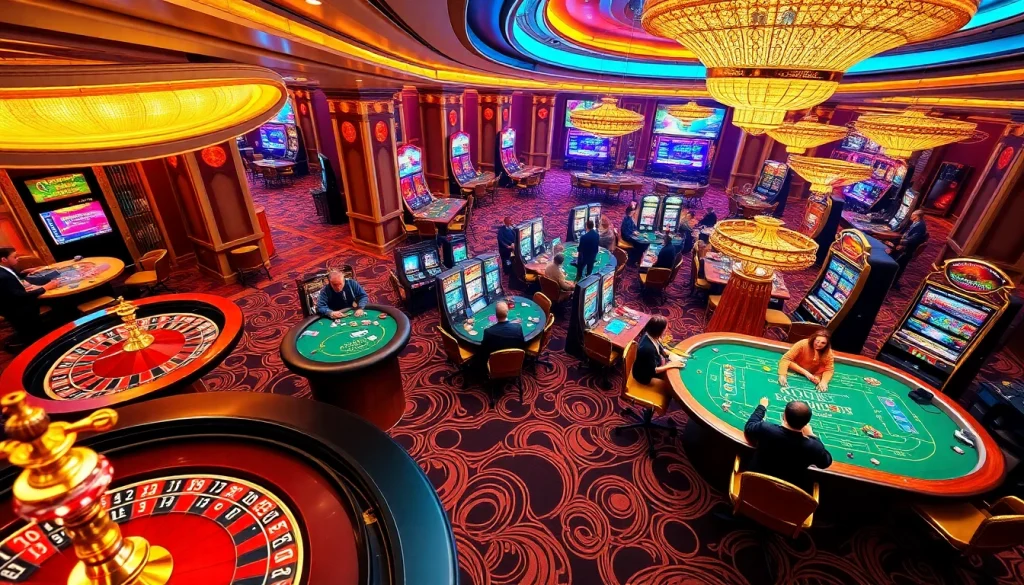 Experience thrilling gameplay at SOIBET with dynamic action on poker tables and roulette wheels.