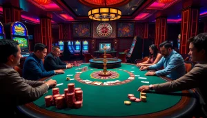 Experience excitement at Nhà cái 789P with players strategizing at a poker table.