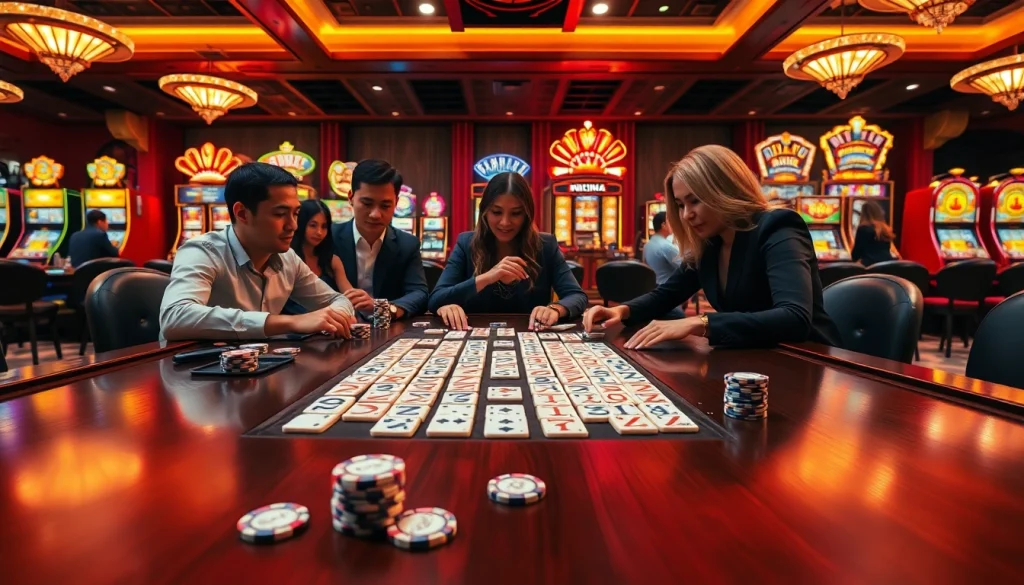 Engage in רמיקוב אונליין at a luxury casino table with vibrant colors and exciting gameplay.