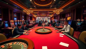 KKWIN VIP casino experience featuring luxurious gaming tables and engaging players.