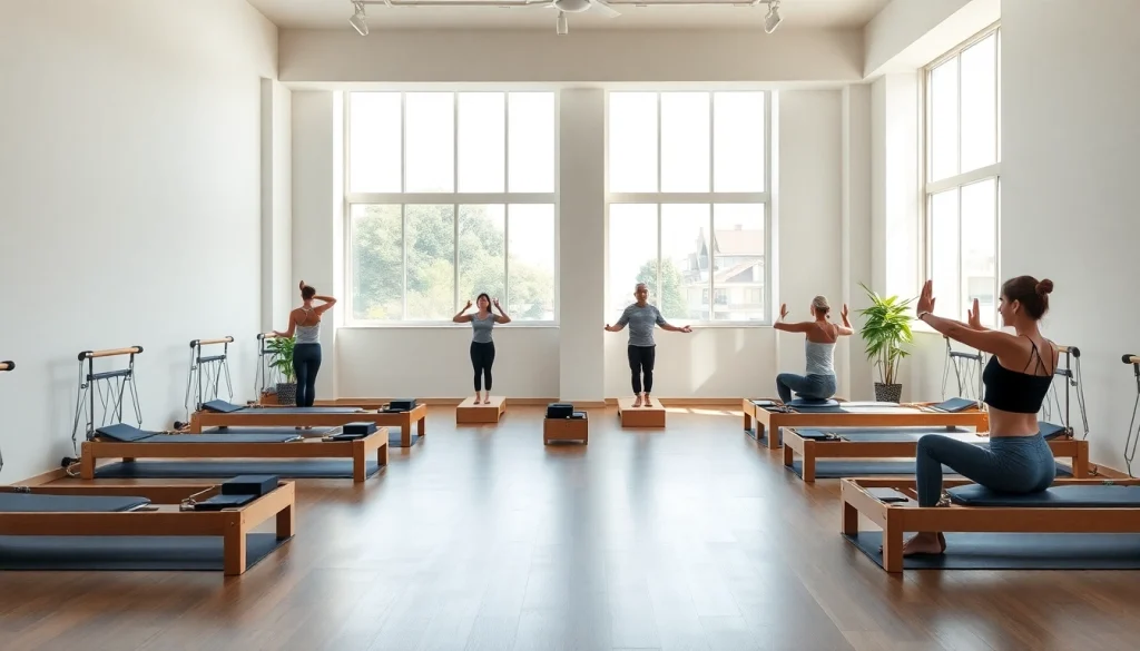 台東区のピラティススタジオ、多様な参加者が集いリラックスできる雰囲気。