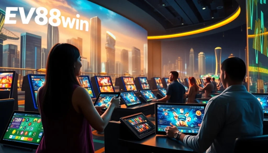 Discover the thrilling gaming environment at ev88win.live with modern casino elements and engaged players.
