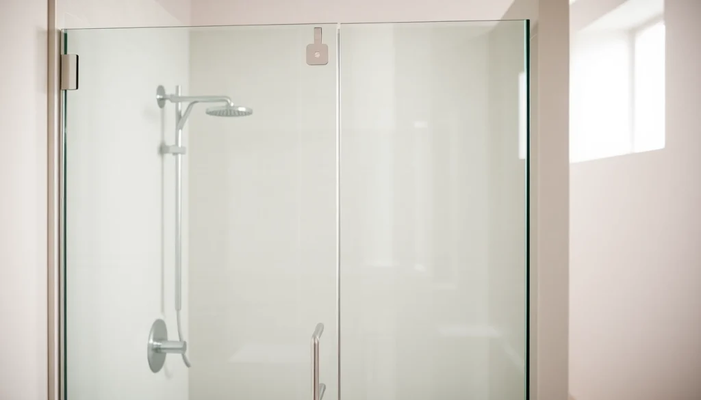 Showcasing a stylish frameless glass shower enclosure with clear panels and minimal hardware in a modern bathroom.