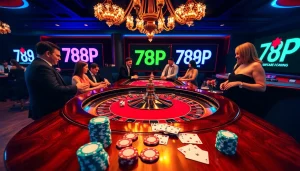 A vibrant casino scene showcasing thrilling gameplay at roulette, highlighting 789P elements.