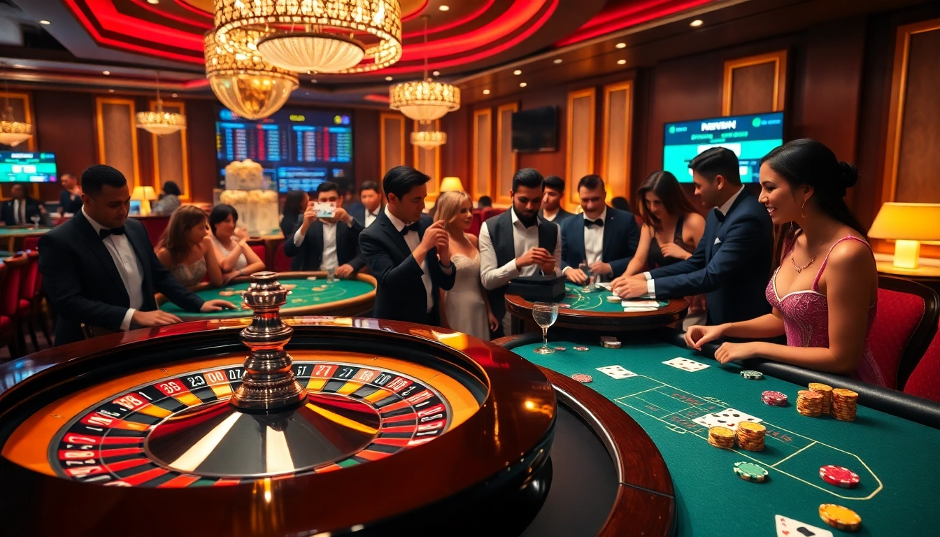 Mengundang para pemain di kasino mewah dengan meja roulette dan poker yang menampilkan strategi permainan Datukwin Alternatif.