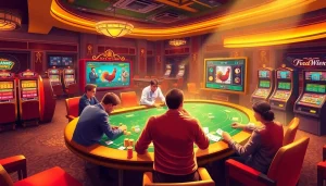 Experience the excitement of nhà cái đá gà betting with strategic players at a luxury casino table.