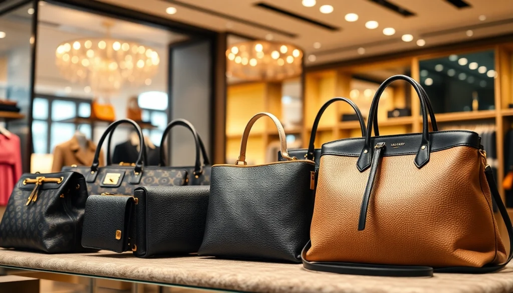 레플리카 고급 핸드백을 품격 있게 전시하는 모습