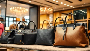 레플리카 고급 핸드백을 품격 있게 전시하는 모습