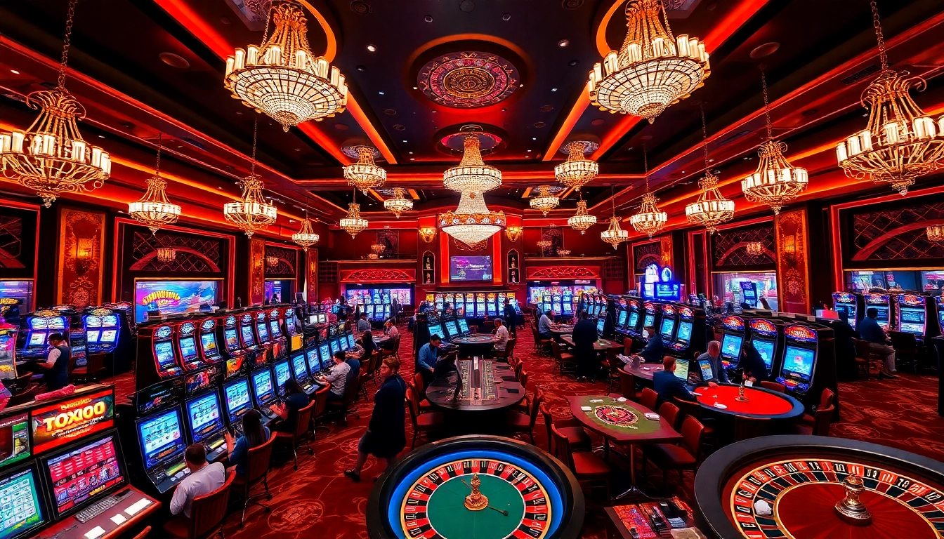 Experience the excitement at XX88 casino with vibrant gaming, tables, and luxury decor.