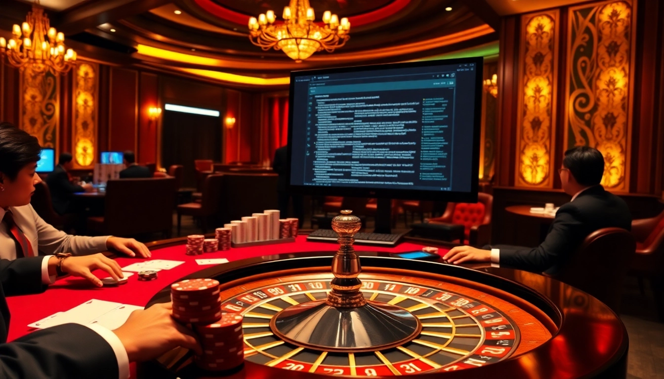The hidden wiki shows a thrilling casino scene with poker tables and dark web elements, illustrating the excitement of gambling.