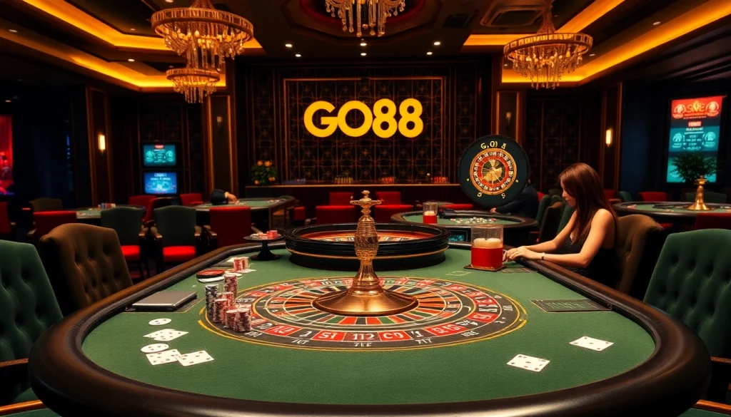 Experience the thrill of gaming at https://go88.fast/ with vibrant poker chips and engaging players.