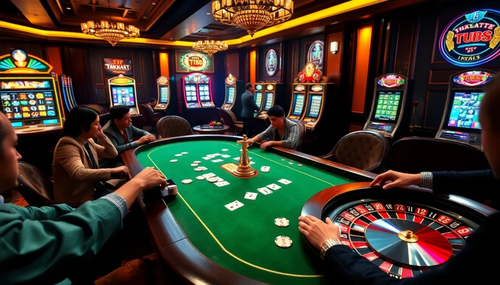 Experience TT88 action at an extravagant casino table with poker chips and cards.