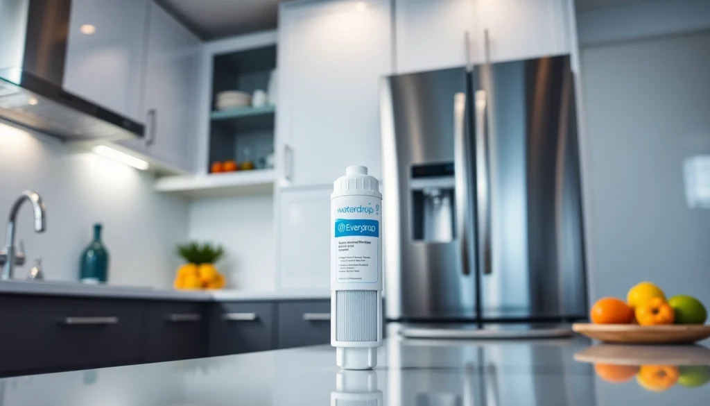 Waterdrop 4396841 Replacement for Everydrop® Filter 3 showcased in a modern kitchen for clean water filtration.