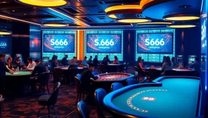 S666.nyc: Engaged players enjoying a professional casino experience with vibrant digital interfaces and ambient lighting.