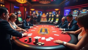 Experience the thrill of u888 com with a luxurious poker table and vibrant games in action.