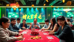 Exciting gaming scene at gamebaidoithuong.com.vc featuring vibrant card gameplay and rewards.