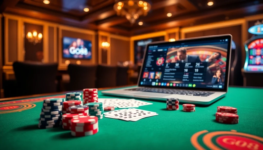 Experience the thrill of go88 with vibrant casino elements like cards and poker chips.