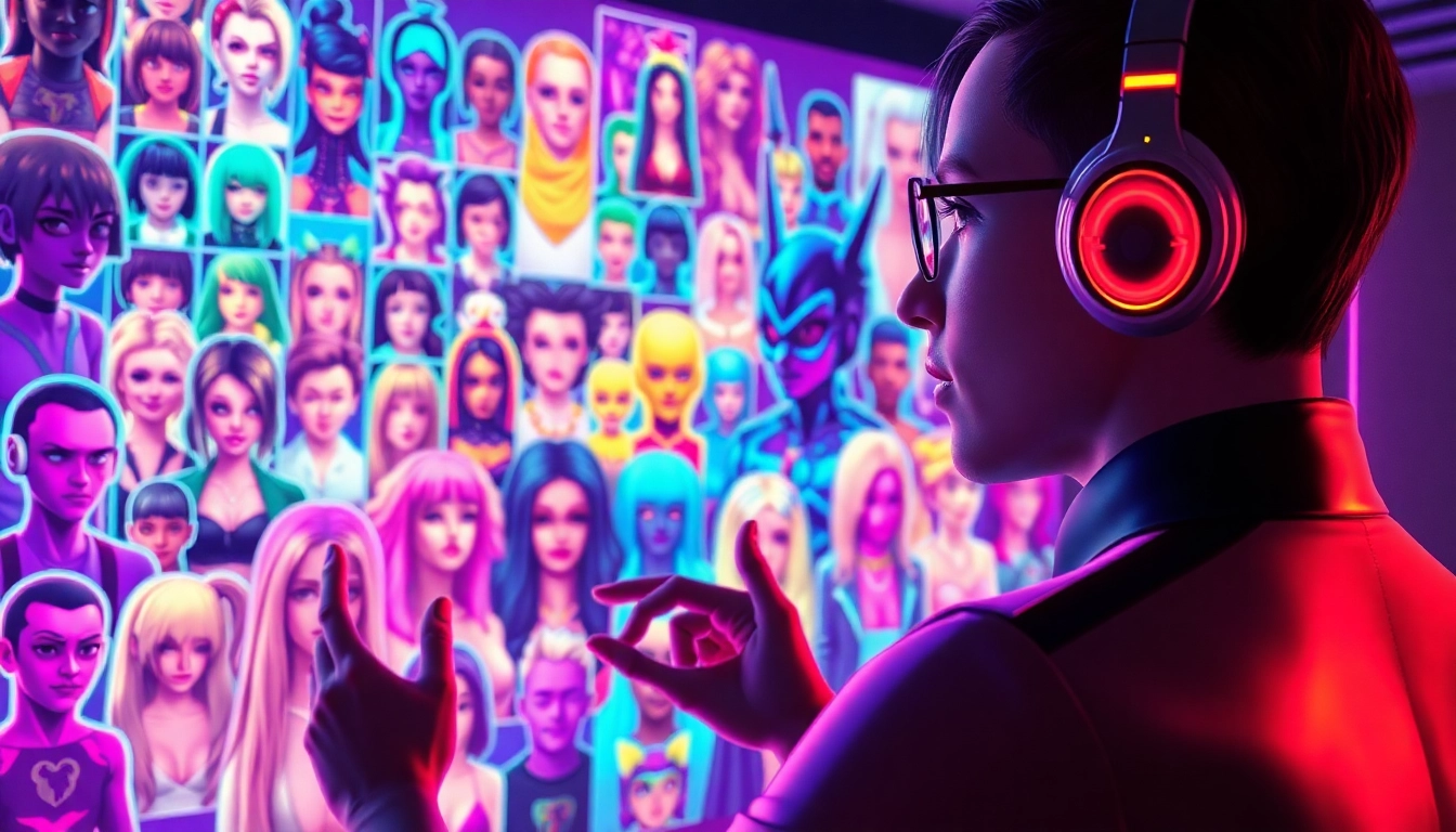Engaging AI chat interface showcasing NSFW character AI personas in a vibrant, colorful digital setting.