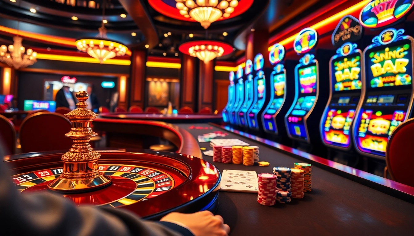Découvrez l'excitation du casino en ligne Français avec des jetons de poker vibrants et une roulette en action.