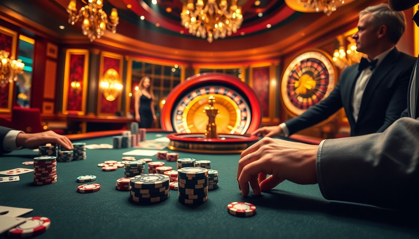 Experience excitement at RR99 with a vibrant casino scene featuring poker and roulette.