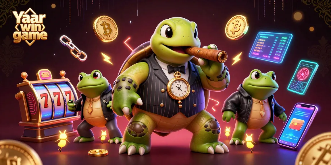 Engage in thrilling gameplay at Yaar win game with a cartoon turtle, bullfrogs, and casino visuals.