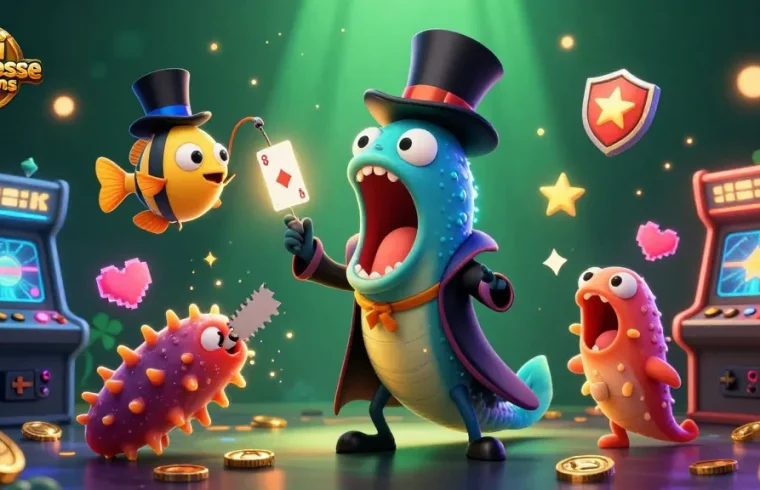 Scommetti facilmente nei siti scommesse non AAMS nuovi con un'illustrazione che mostra un'anguilla e amici che fanno trucchi di magia.