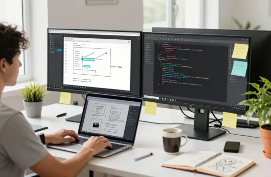 Developer using Snipaste for efficient screen capture and annotation in a bright modern workspace.