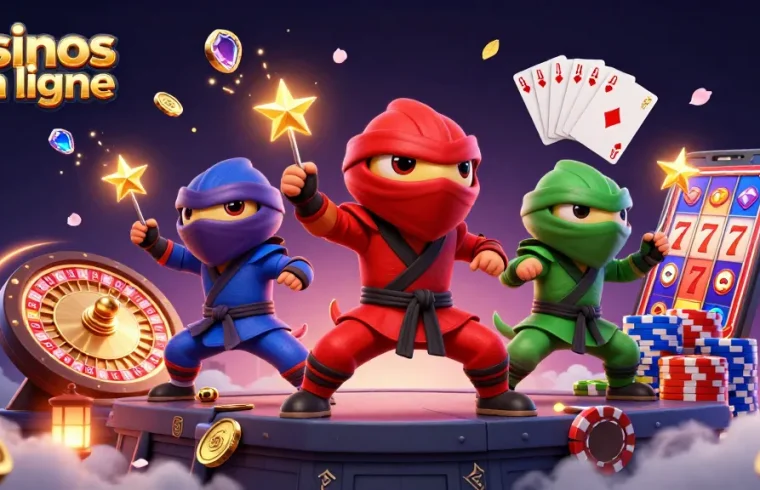 Découvrez les chameaux ninjas dans les casinos en ligne avec des pièces d'or et une roulette vibrante.