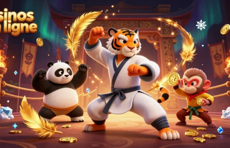 Jouer sur des casinos en ligne avec des personnages de Kung Fu dans un décor riche et dynamique.